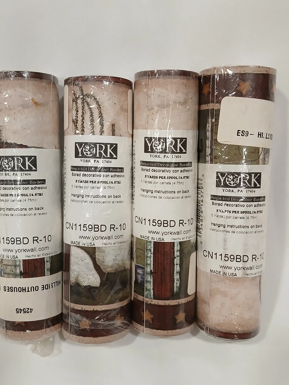NOS Lot of 4 York Country Bath Outhouse Wallpaper Borders CN1159BD 20 Yds Total